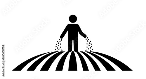 A man sows grain beautiful in a white background
