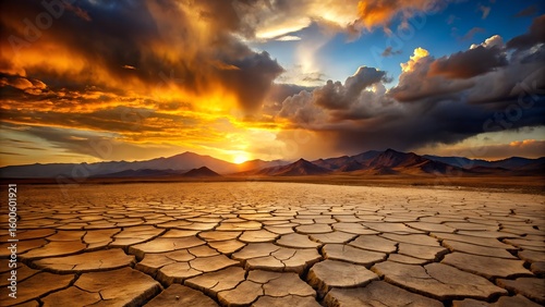 Dramatic Sunset Over a Dried Out Landscape