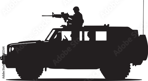 Escort Vehicle A vehicle protecting another in a convoy. full length silhouette black vector illustration