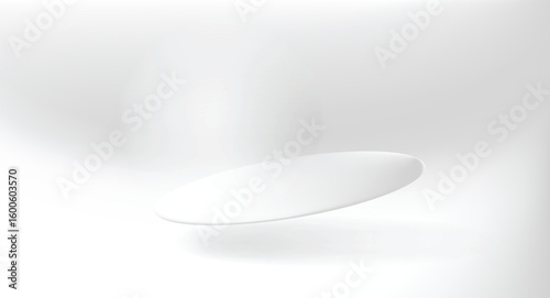 Abstract Tilted Silver White Platform with Soft Shadow and Minimal Lines