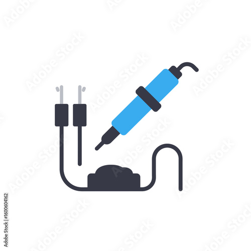 Soldering tool with wires on a workstation for repairs and maintenance  
