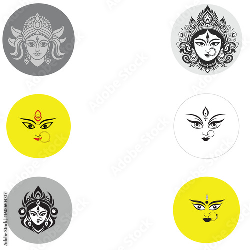 Durga mata face group vector image