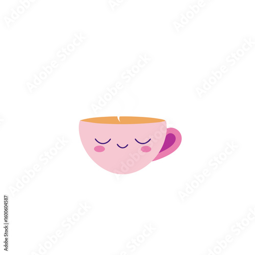 sleepy teacup with steam shaped like a heart 