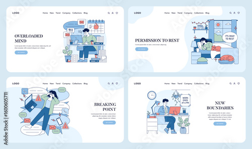 Overloaded Mind and Permission to Rest Vector Illustration