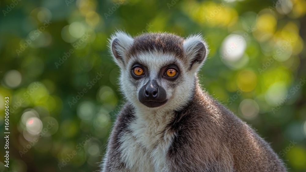 Fototapeta premium Portrait of a Ring-Tailed Lemur in Its Natural Habitat