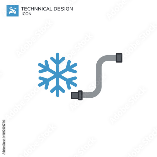 Climate control icon with snowflake and connected duct design  