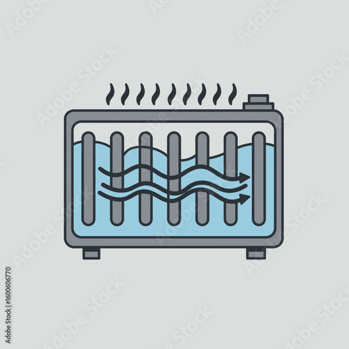Climate control icon with snowflake and connected duct design  