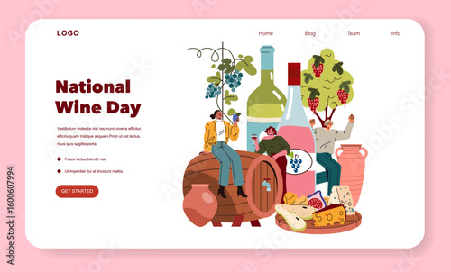 National Wine Day. Flat Vector Illustration