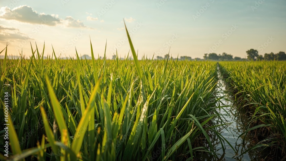 Fototapeta premium Agricultural rice paddies in tropical region