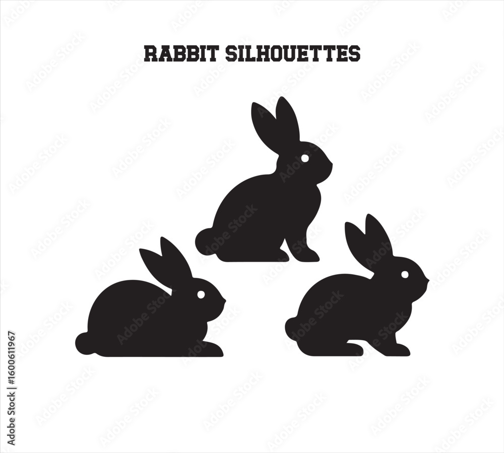 Fototapeta premium rabbit Silhouette Vector Illustration – Minimalist Black and White Wildlife Design 