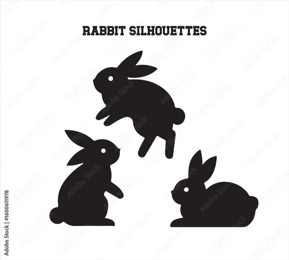 Fototapeta premium rabbit Silhouette Vector Illustration – Minimalist Black and White Wildlife Design