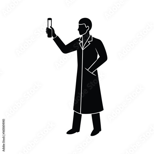 Silhouette of a scientist holding a test tube