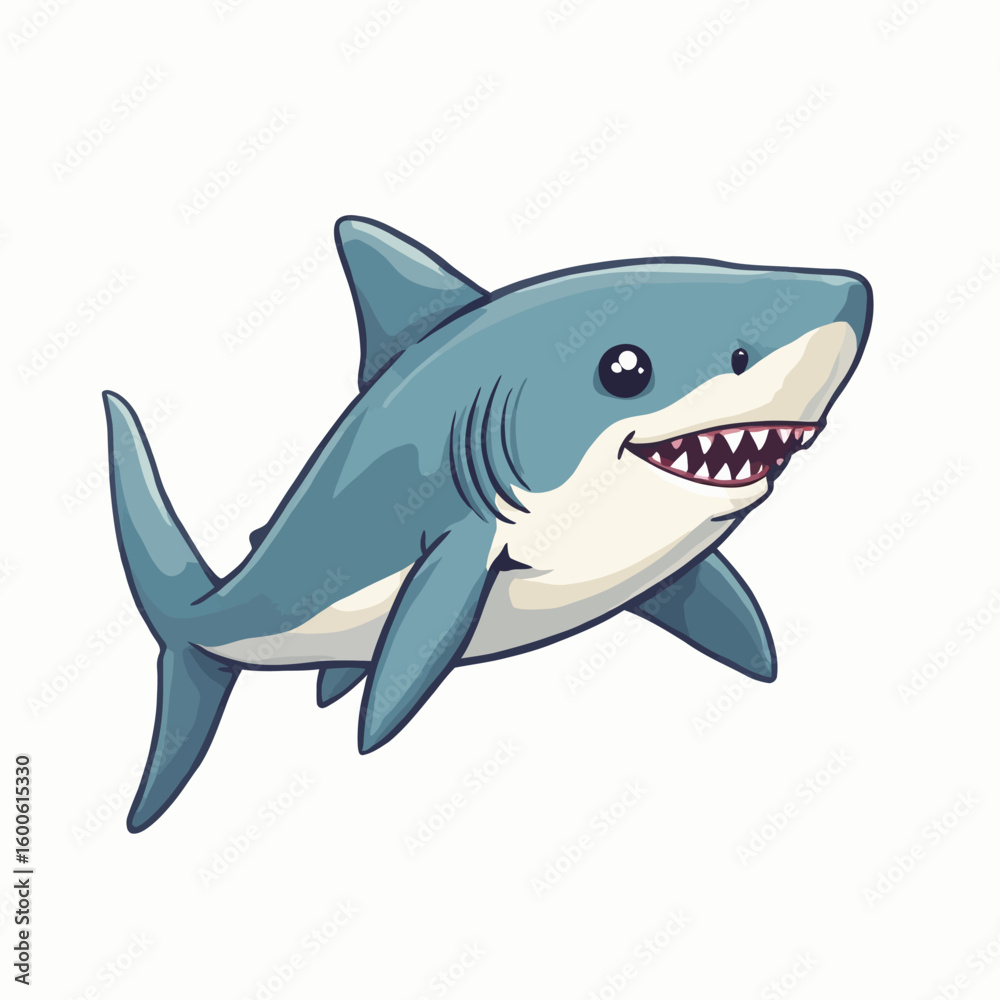 Fototapeta premium Cute Shark Cartoon Very Cool Design