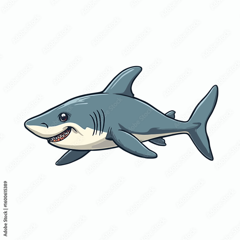Fototapeta premium Cute Shark Cartoon Very Cool Design