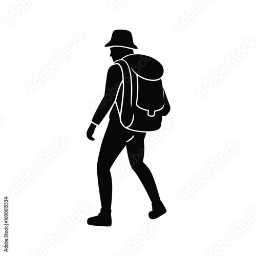 Silhouette of a traveler with a backpack