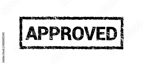 Grunge approved rubber stamp design in black with distressed texture and bold typography for validation confirmation or authorization concept