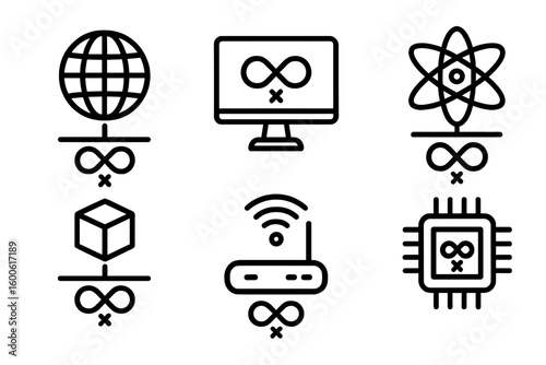 Digital symbols representing connectivity, technology, and infinite possibilities in modern communication systems