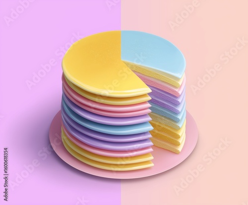 a pancake-shaped SWOT model format, using blue, pink, purple, and yellow in pastel shades