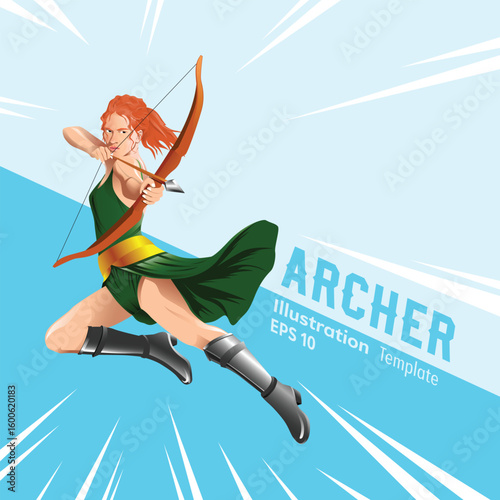 Archer-illustration01bArcher vector illustration with detailed style, medieval costume, with boots and costume.