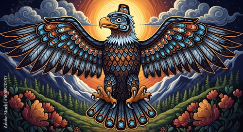 Majestic Tribal Eagle at Sunrise