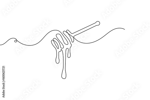 Minimalist honey drip continuous line art vector illustration
