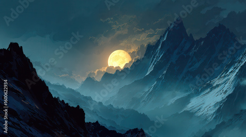 Majestic Mountain Moonrise