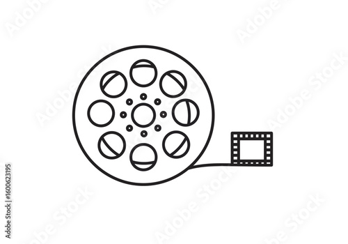 Simple Line Art of Film Reel and Filmstrip