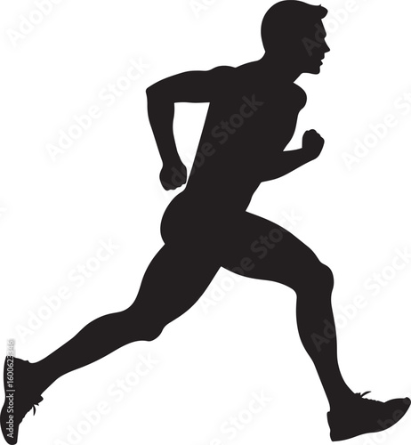 Vector Illustration of a Running Man Silhouette of a person mid-run with arms swinging and legs stretched forward.