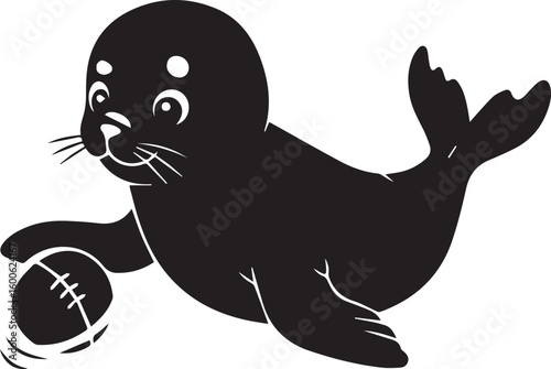 Vector Illustration cute Baby Seal Sea lion  isolated on white background. Marine life concept, cute animal character,animals in nature. a lively newborn sea lion.