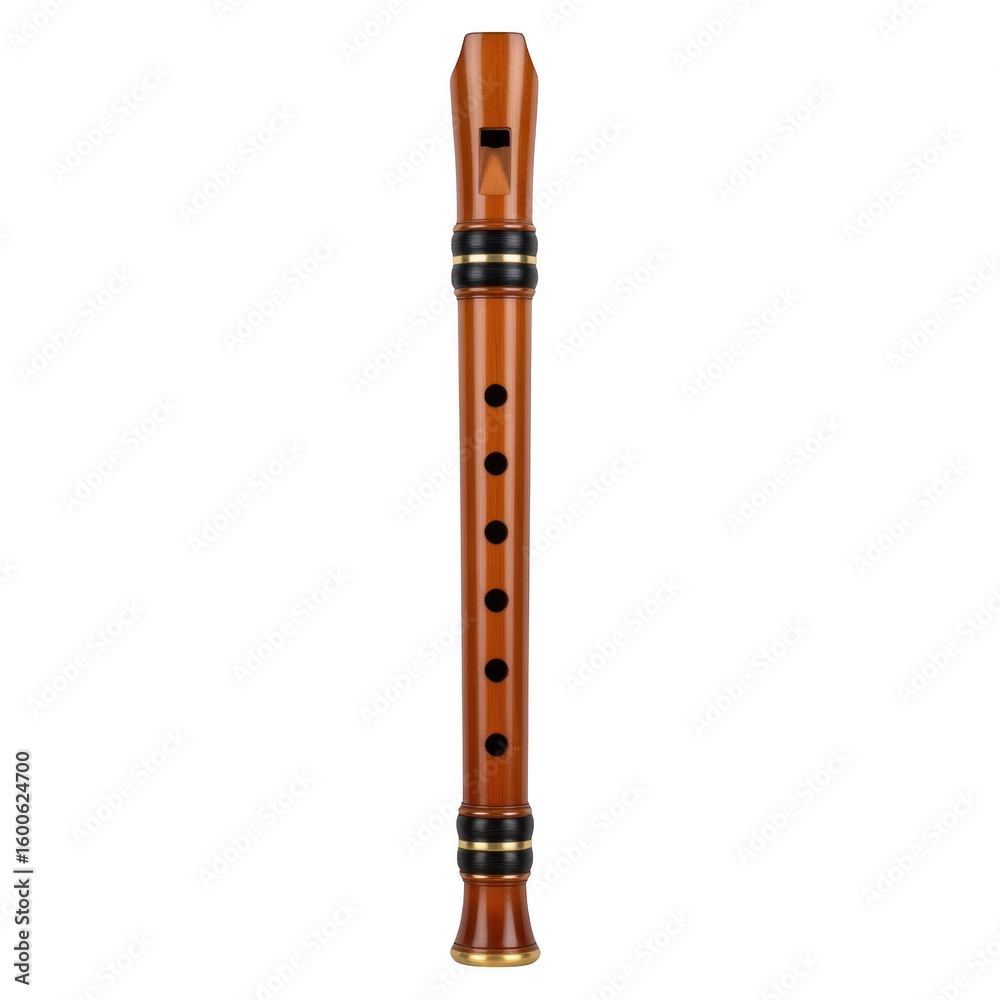 Wooden recorder musical instrument isolated on transparent background Wooden recorder musical instrument isolated on transparent background