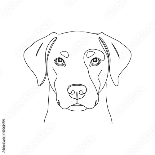 Minimalist dog face line art illustration featuring a simple clean design with a touch of playfulness