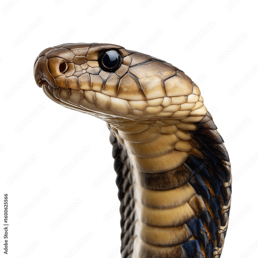 Fototapeta premium Close-up of King Cobra Snake Head isolated on transparent or white background 