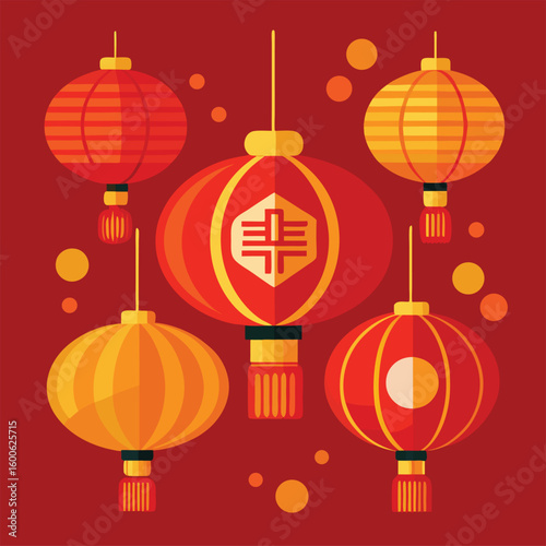 Photography Set of isolated chinatown lanterns for new year or festival.