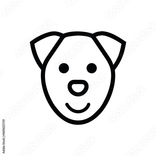 Minimalist line art dog face illustration featuring a simple clean design with bold outlines and a focus on canine features