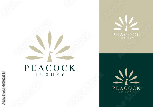 simple abstract peacock luxury logo vector design	
