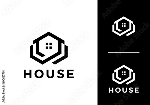 abstract house logo. home building creative architecture icon design concept