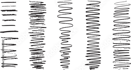 Five different wire binding coils isolated on transparent background