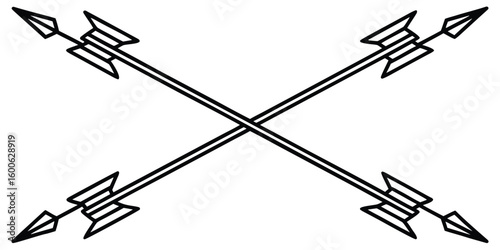 Two crossed arrows symbolizing conflict or alliance in a simple silhouette.eps