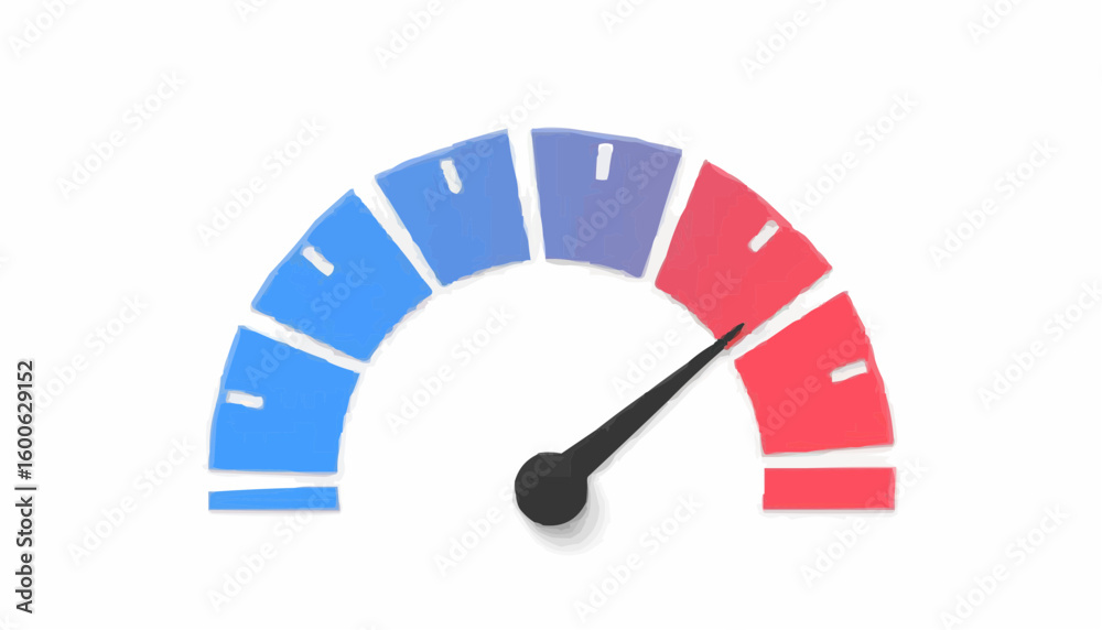 Gauge meter indicator showing performance level in gradient colors Gauge meter indicator showing performance level in gradient colors