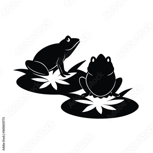 Frogs on Lily Pads Peaceful Scene