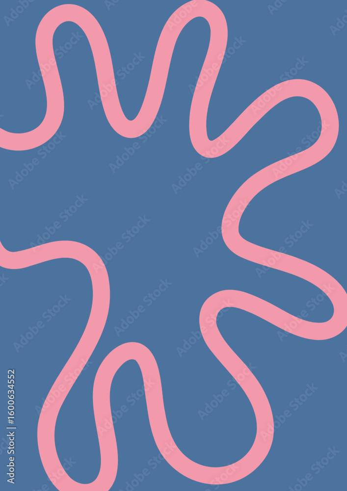 Minimalist Wavy Line Shape Poster Background. Modern Abstract Art Design Template