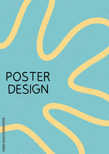 Minimalist Wavy Line Shape Poster Background. Modern Abstract Art Design Template