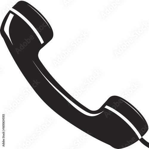 Black telephone handset silhouette icon with clean minimalist design