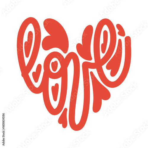 Valentine Heart Love Postcard Background. Minimalist Icon in red

