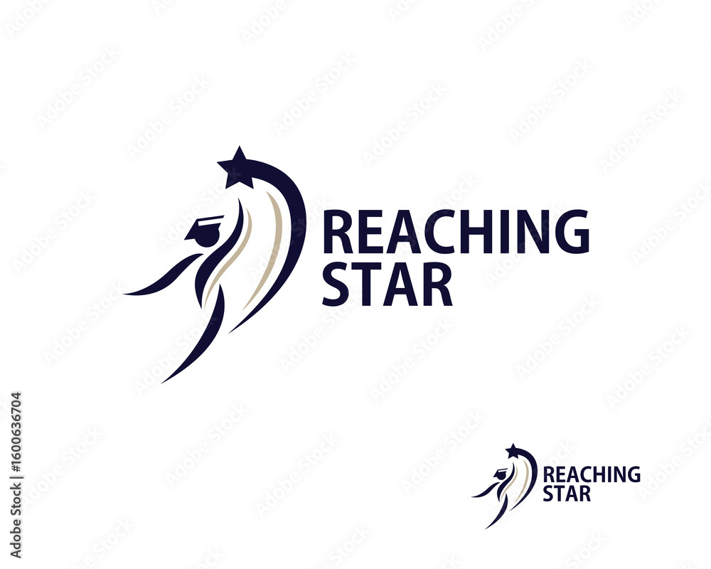 Fototapeta premium reaching star logo creative design concept education innovation