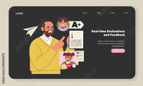 Online Learning Evaluation and Feedback Vector Illustration