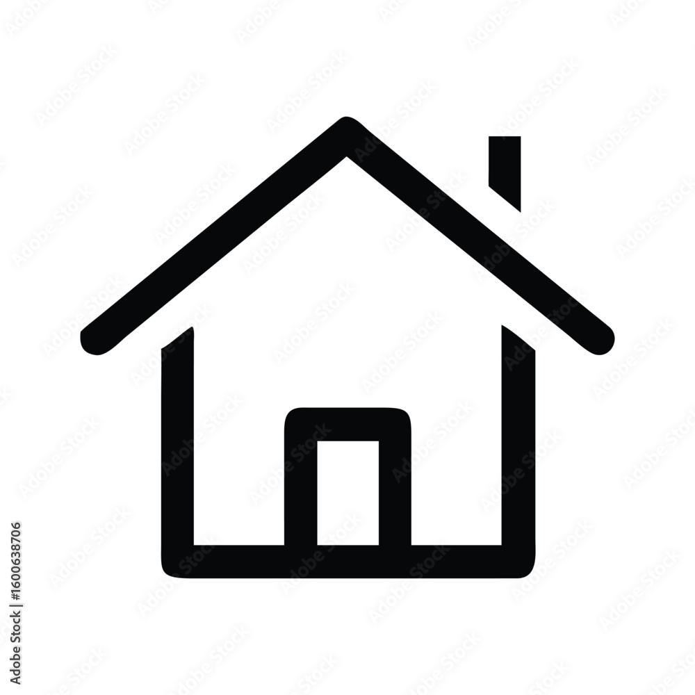 Minimalist House Icon in Black and White Illustration Minimalist House Icon in Black and White Illustration
