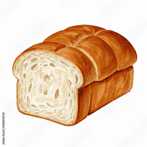 Soft Gleam White Bread isolated watercolor vector illustration svg
