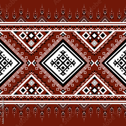 Wallpaper Mural Red Persian Pattern Traditional Carpet Design - Persian Pattern Oriental Rug Motif for Textile - Authentic Persian Pattern Cultural Background Art Torontodigital.ca