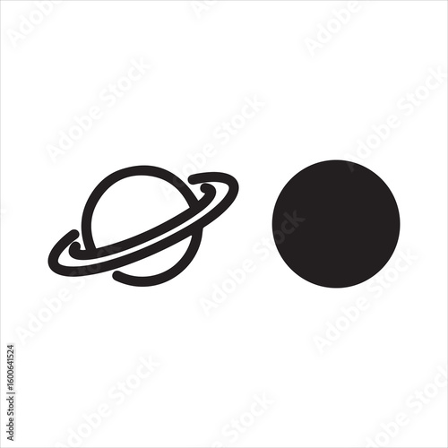 Simple celestial bodies saturn and a dark sphere